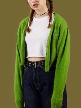 UNIF Green Cropped Cardigan